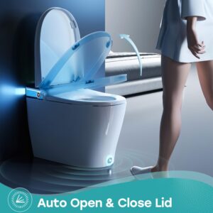 HOROW Artistic Smart Toilet, Bidet Toilet with Powerful Flush and Auto Open/Close Lid, Toilet with Bidet with Instant Warm Water, Elongated Toilet Heated Seat, Dryer, Night Light, Deodorization