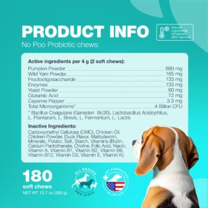 No Poo Chews for Dogs - Coprophagia Deterrent for Dogs - Forbid for Dogs Stool Eating Deterrent - Dog Probiotics for Digestive Health - Digestive, Gut & Immune Health Treats - No Poop Eating for Dogs