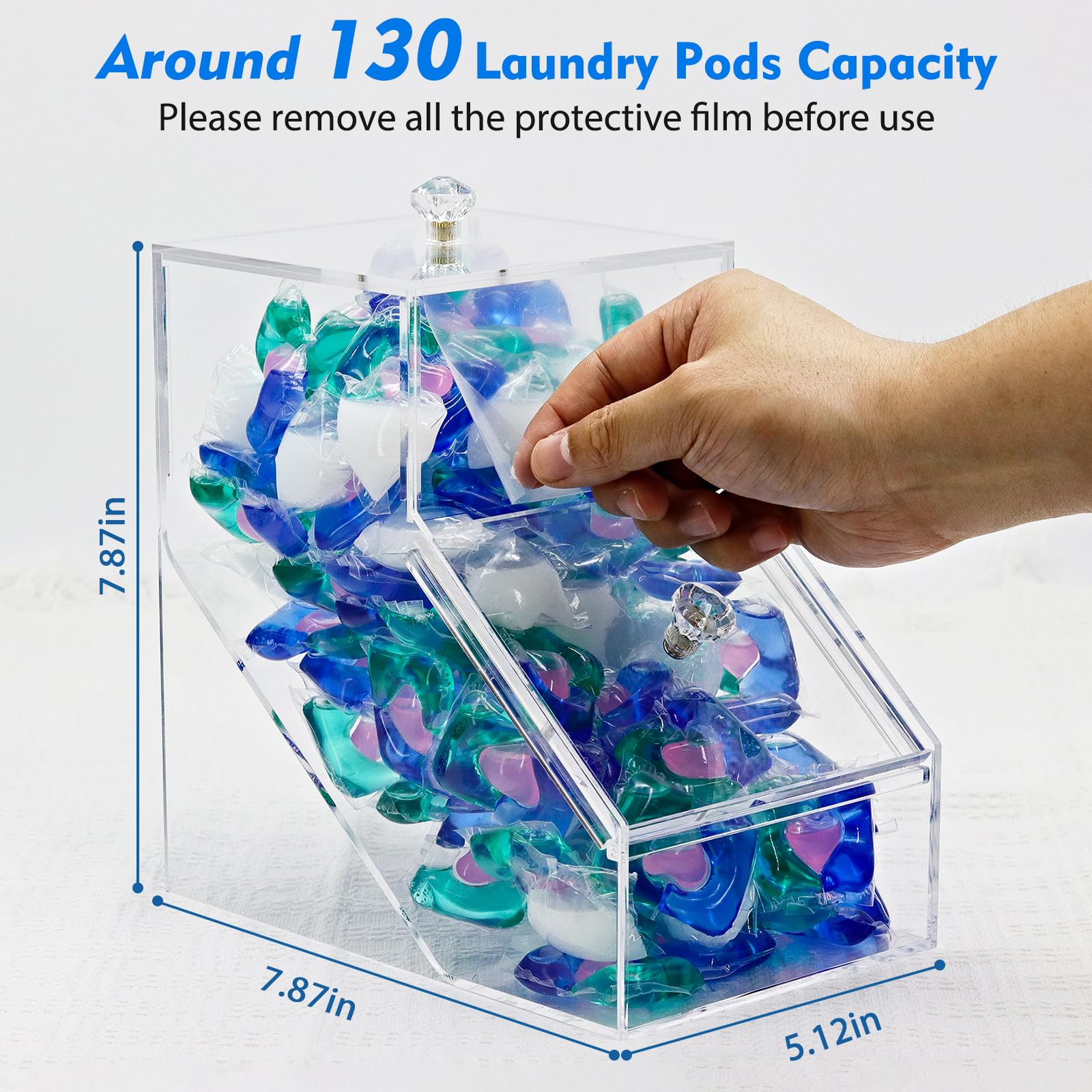 Famaster Acrylic Laundry Pods Container, Clear Candy Dispenser Dishwasher Pods Container, Cute Laundry Pod Holder for Laundry Room Organization, Storage, Decor and Accessories