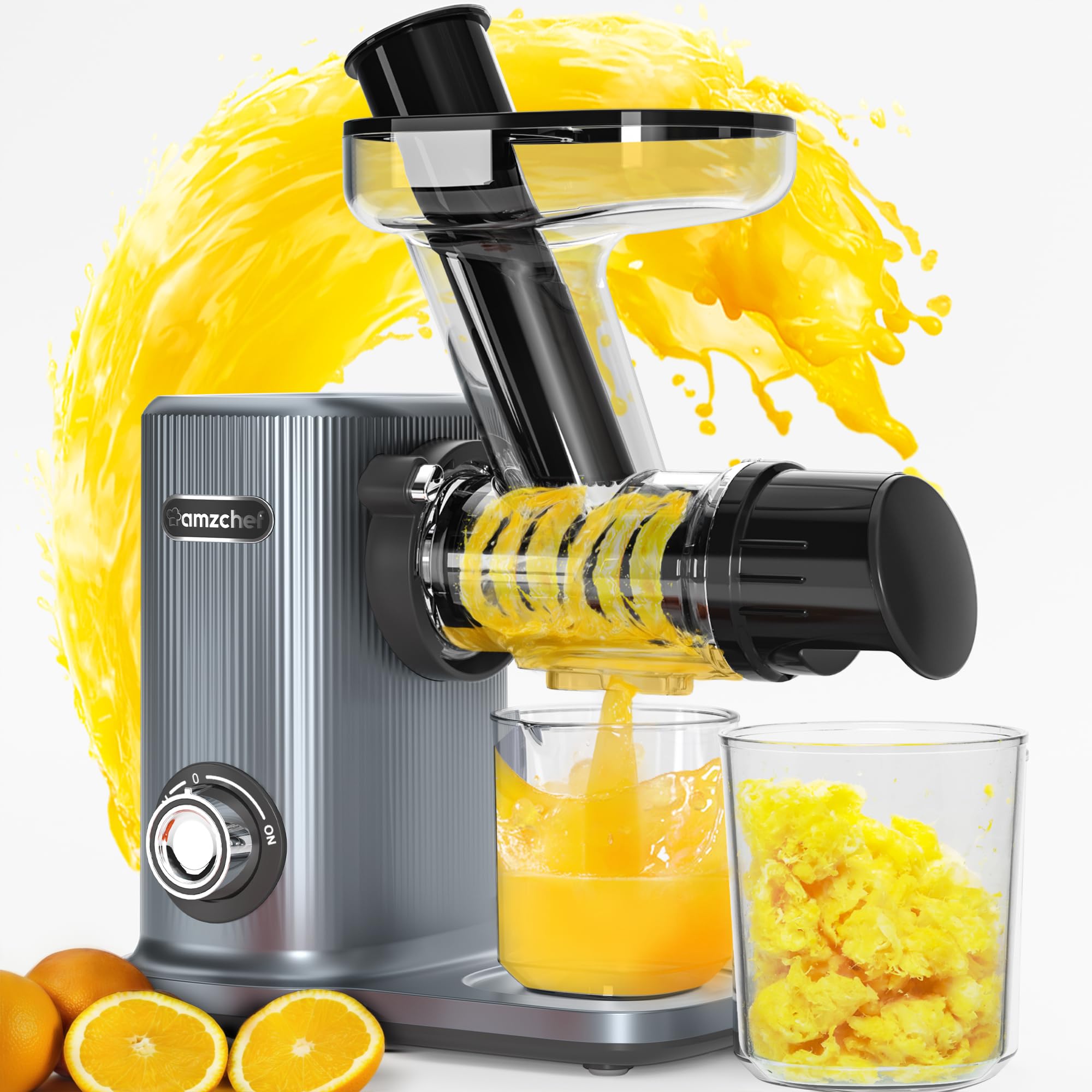 Masticating Cold Press Juicer Machines: Easy Clean Small Mouth Cold Pressed Juicers for Fruit - Kitchen Aid Professional Juicing Estractor for Vegetales - Slow Speed Electric Horizontal Juice Presser