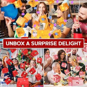 iYanoc Surprise Gift Box Explosion，Surprise Box Gift Box For Money，Funoio Gift Boxes, Funoio Surprise Gift Box Christmas, Pop Up Money Box For Cash Gift, Surprise Gift Box Set (12 Bounces)(Red)