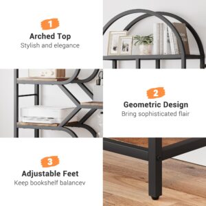 IDEALHOUSE Bookshelf 6 Tier Arched Bookcase 81.7in Tall Display Racks Geometric Open Storage Shelf Unique Book Rack Metal Frame Large Modern Book Shelf for Bedroom, Living Room, Home Office