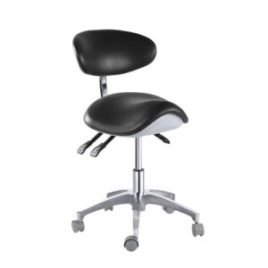 kurtvenid standard moblie dental saddle chair doctor's stool pu leather backrest and height adjustable black