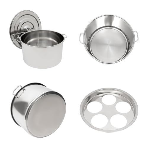 Commercial Pasta Cooker Insert Set, Stainless Steel Multipurpose Stock Pot for Cooking Vegetables, Seafood, Cooking Pot with Lid Suitable for Stews and Pasta(5Holes)