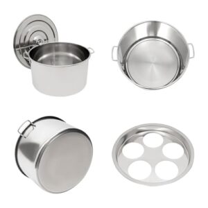 Pasta Cooker Insert Set, Insert Strainer Basket Cookware with Pasta Pot Stand,with Lid for Home Kitchen Restaurant Cooking Noodle Dumpling(5Holes)