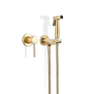 minjing toilet shower spray mixer set brushed gold hot and cold concealed handheld bidet sprayer kit single function bathroom toilet bidet mixer spray kit