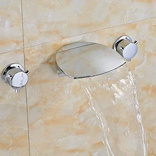 XIAOLZSL Kitchen Taps Wall Mounted Faucet Chrome Polish Dual Handles Wash Basin Bathtub Faucet Mixer Tap Ceramic Valve Faucet