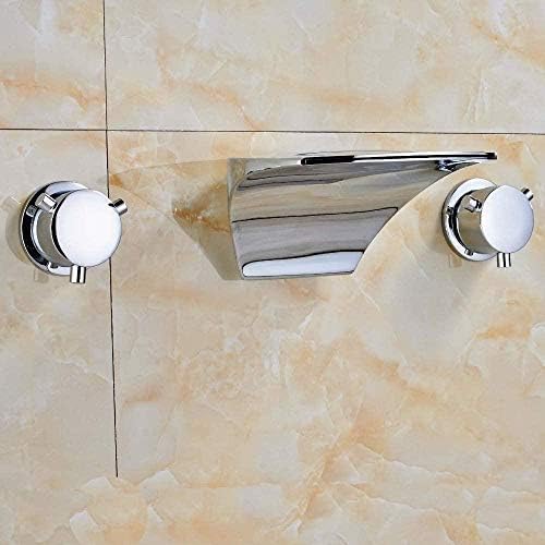 XIAOLZSL Kitchen Taps Wall Mounted Faucet Chrome Polish Dual Handles Wash Basin Bathtub Faucet Mixer Tap Ceramic Valve Faucet