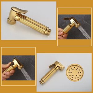 MINJING Bidet Sprayer Kit for Toilet Gold Hand Held Sprayer Toilet Attachment 360 Rotation Double Handle Bidet Attachment Faucet Sprayer Kit for Toilet,B