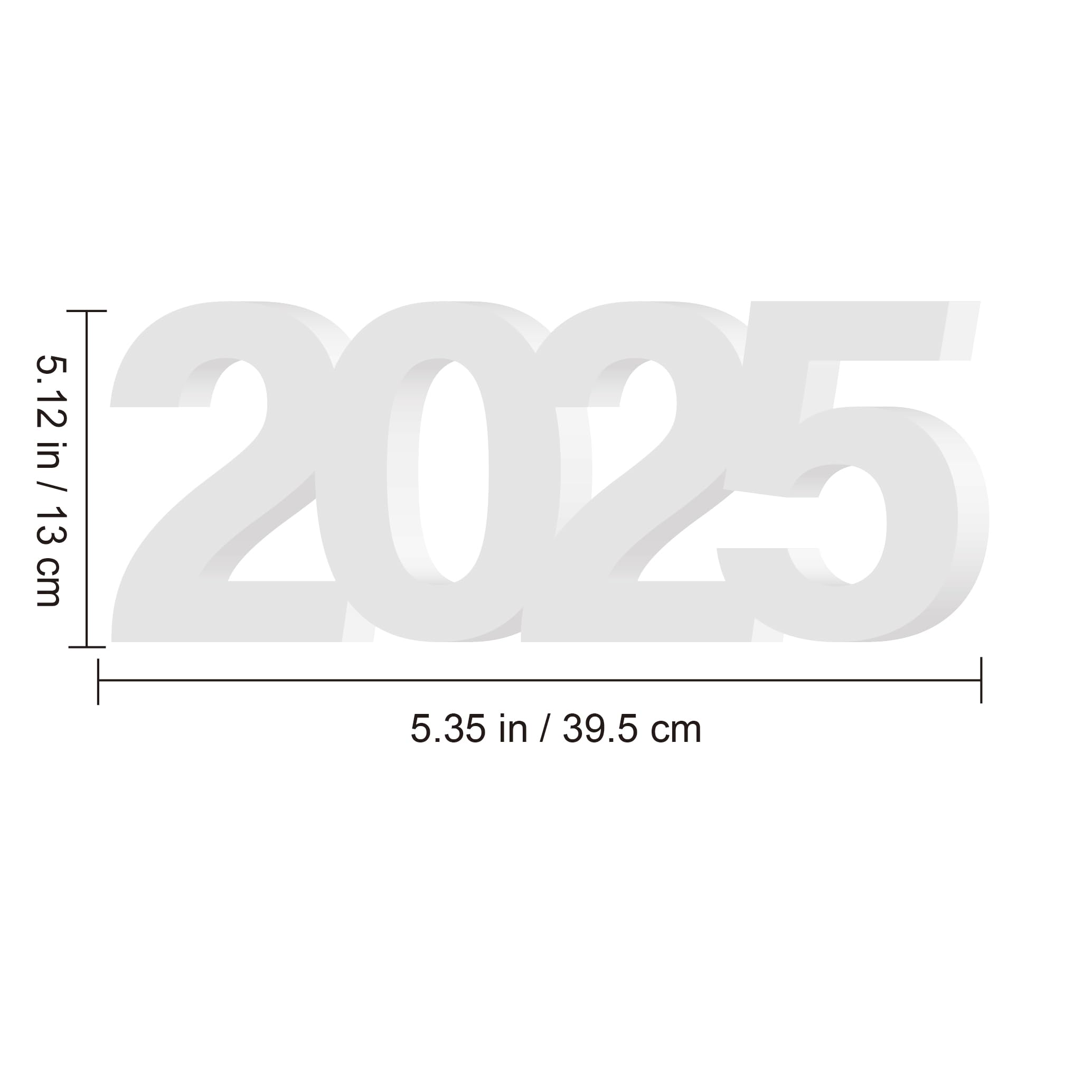 Large 2025 Sign Gradutaion Decorations 2025 Senior Photo Booth Props Grad Centerpieces for Table Decor, Number 2025 Letter Sign for Grad Party Supplies 2025 New Year Wedding Decor - White 15.6"