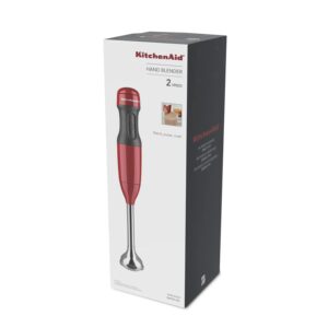 2-Speed Hand Blender with 8" Removable Blending Arm, 3-Cup BPA-Free Blending Jar with Lid, Empire Red, KHB1231