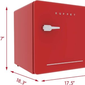 DISHUP 1.6 Cu.Ft Classic Retro Compact Refrigerator, Single Door Mini Fridge with Freezer, Small Drink Chiller with Small Beauty Cosmetics Skin Care Refrigerated for Home,Office,Dorm or Cabin(Red)