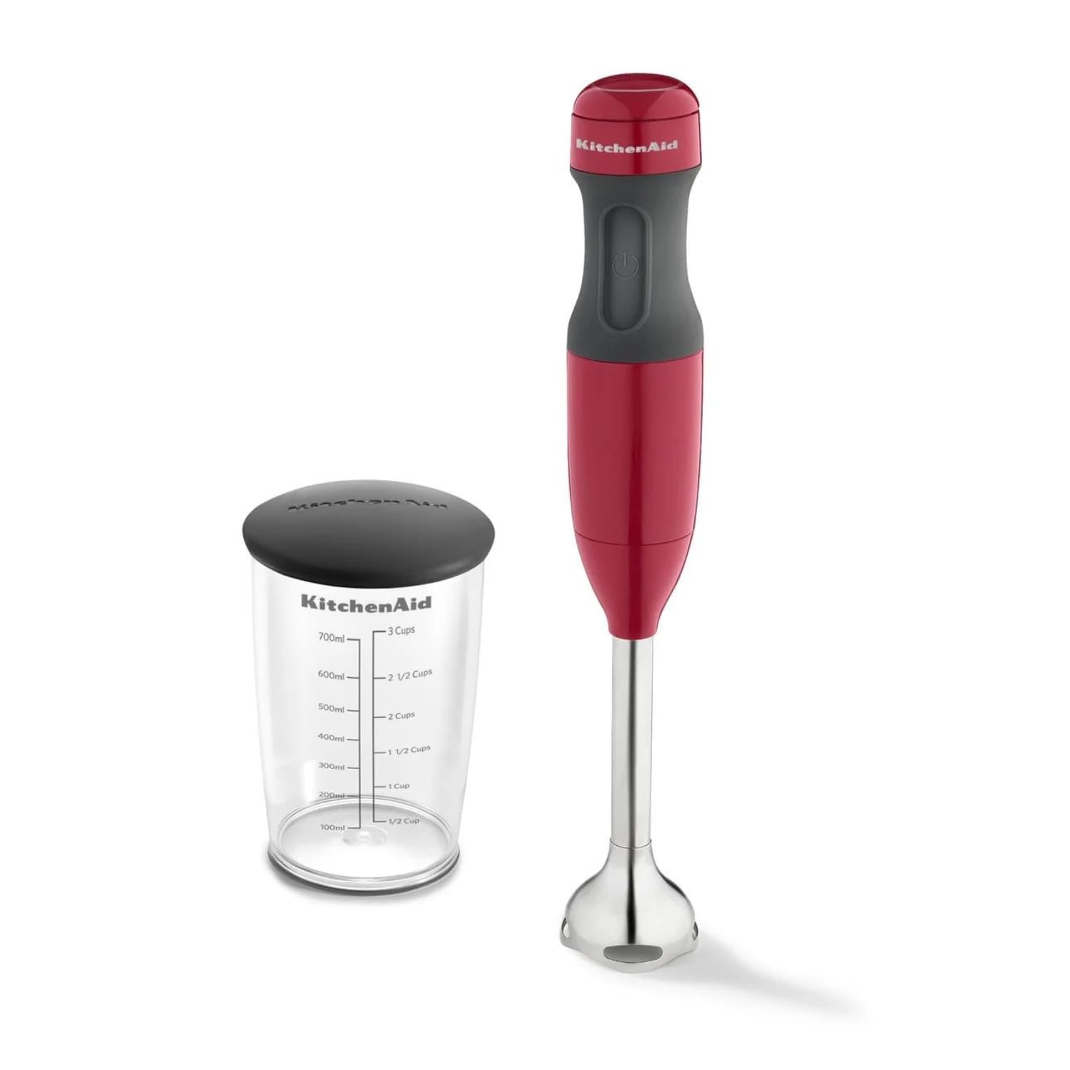 2-Speed Hand Blender with 8" Removable Blending Arm, 3-Cup BPA-Free Blending Jar with Lid, Empire Red, KHB1231