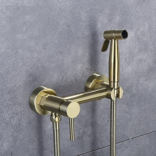 MINJING Toilet Shower Spray Mixer Set Gold Bidet Attachment Faucet Sprayer Kit for Toilet with Shower Hose Bathroom Toilet Bidet Mixer Spray Kit