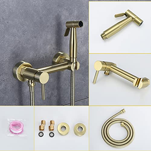 MINJING Toilet Shower Spray Mixer Set Gold Bidet Attachment Faucet Sprayer Kit for Toilet with Shower Hose Bathroom Toilet Bidet Mixer Spray Kit