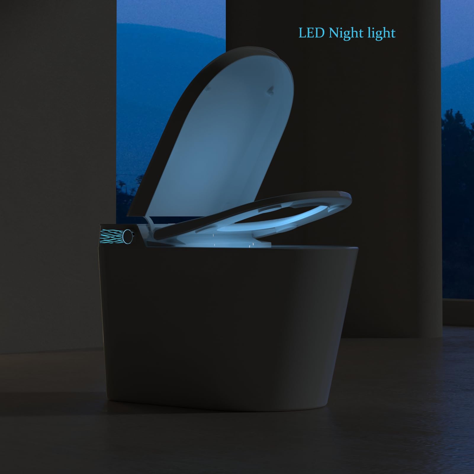 Modern Smart Toilet with Bidet Built In, Intelligent One Piece Tankless Toilet with Auto Heated Seat, Auto Flush, Instantly Heated Water, Dryer, LED Night Light, Digital Display, Remote Control