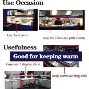 Commercial Food Heat Lamp, Electric Food Warmer for Parties Buffets, Strip Catering Infrared Heating Lamp for Keep Food Warm, Restaurant Kitchen Equipment(60x15x6.5cm)