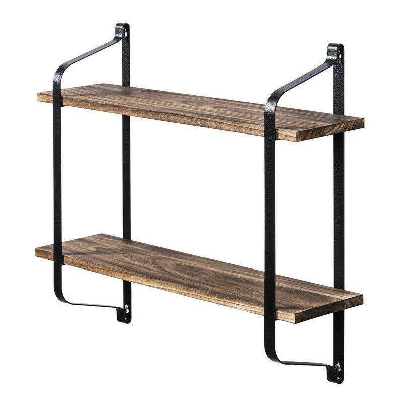 ESRW Rustic Industrial Wood Metal Wall Floating Shelf Storage Rack Bookshelf Bathroom Generic Wall Shelves Floating-Shelves Wall Decor Bedroom Decor Floating Shelves Bathroom Storage Wall shelve