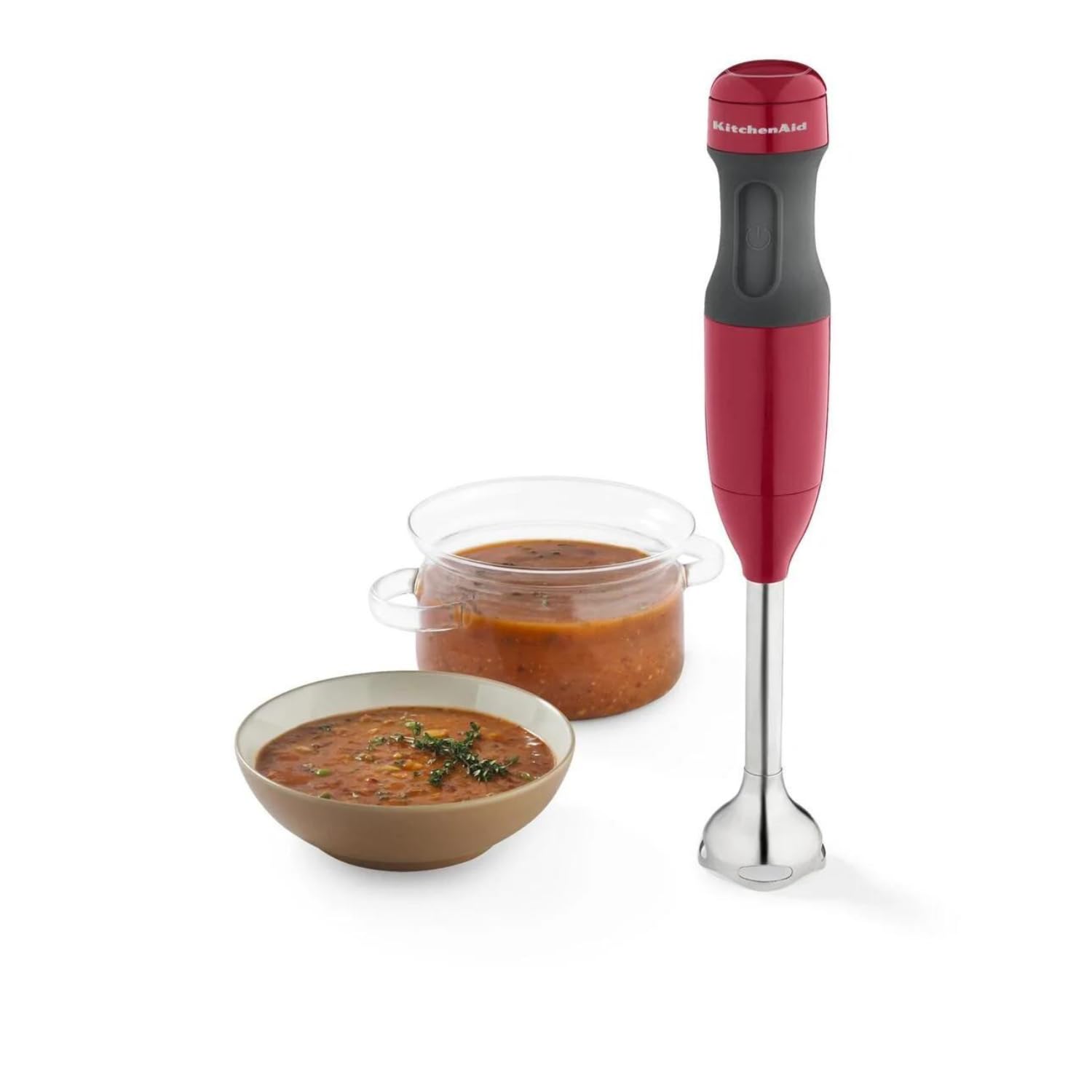 2-Speed Hand Blender with 8" Removable Blending Arm, 3-Cup BPA-Free Blending Jar with Lid, Empire Red, KHB1231