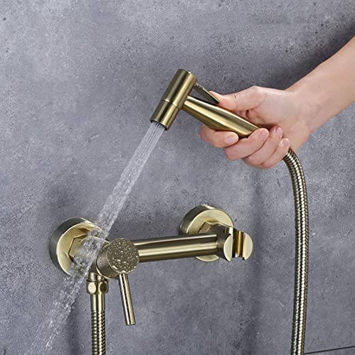 MINJING Toilet Shower Spray Mixer Set Gold Bidet Attachment Faucet Sprayer Kit for Toilet with Shower Hose Bathroom Toilet Bidet Mixer Spray Kit