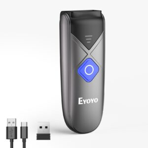 eyoyo 1d&2d bluetooth barcode scanner, portable wireless mini barcode reader with bluetooth/2.4g wireless/usb wired connection, compatible with ipad, iphone, tablet pc