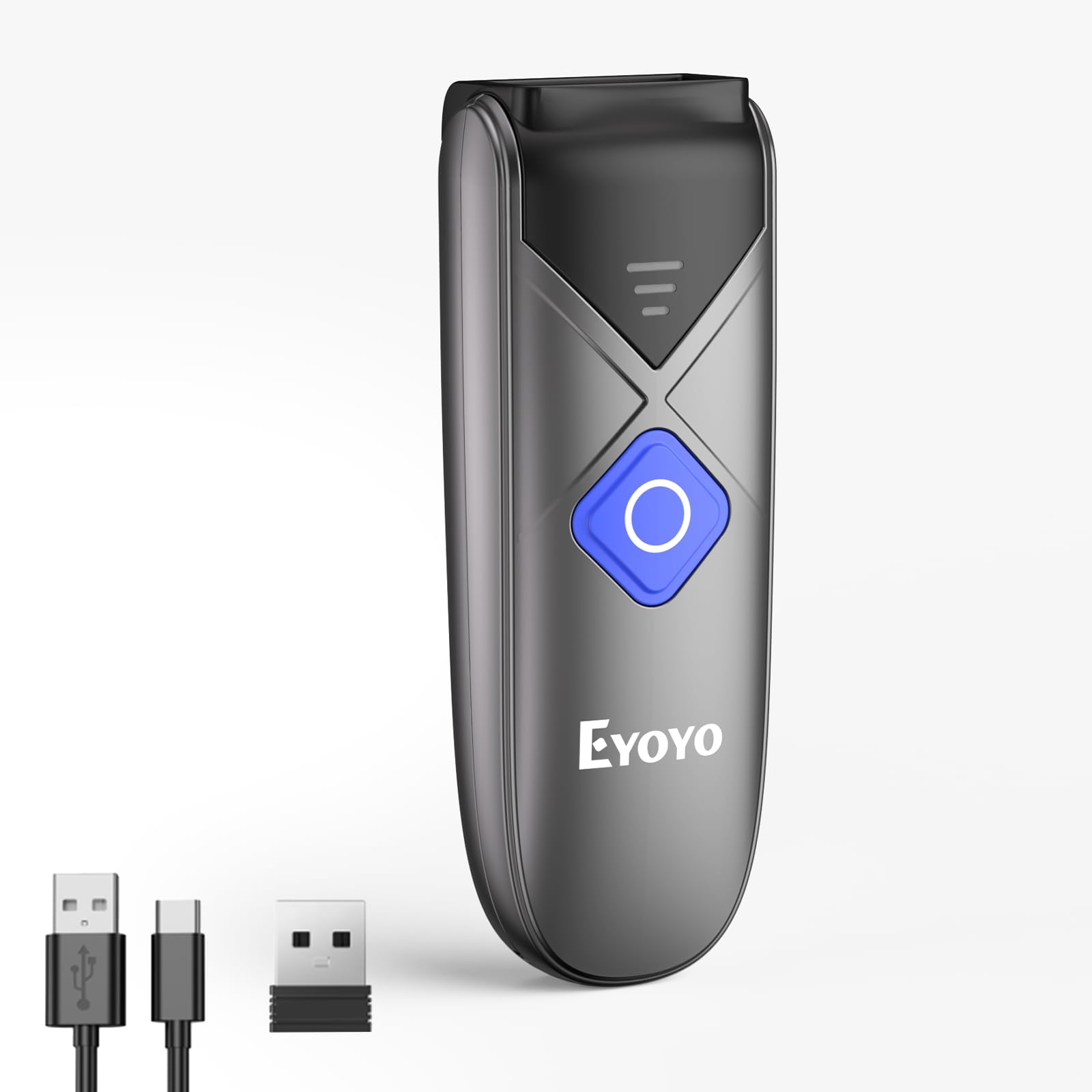 Eyoyo 1D&2D Bluetooth Barcode Scanner, Portable Wireless Mini Barcode Reader with Bluetooth/2.4G Wireless/USB Wired Connection, Compatible with iPad, iPhone, Tablet PC