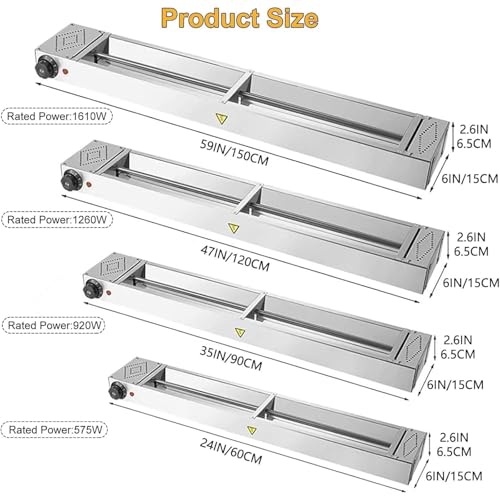 Commercial Food Heat Lamp, Electric Food Warmer for Parties Buffets, Strip Catering Infrared Heating Lamp for Keep Food Warm, Restaurant Kitchen Equipment(60x15x6.5cm)