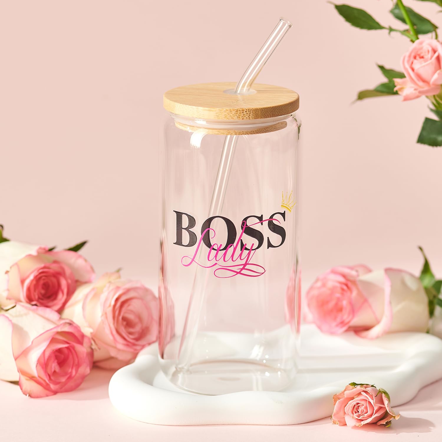 Boss Lady Gifts Set for Women, Boss Day Gifts,Best Boss Gift for Female Manager Supervisor,Tote Bag Glass Cup Candle Bracelet Keychain