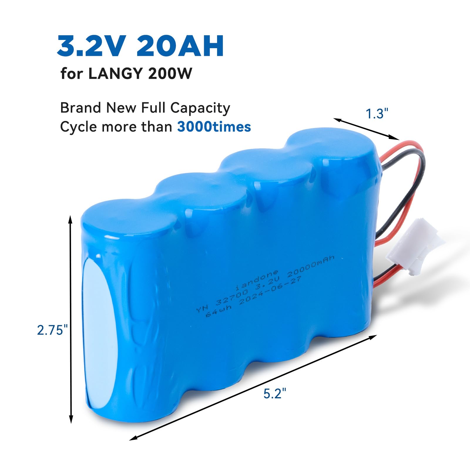 LANGY Ni Battery Pack 3.2V 20000mAh Replacement Solar Street Light Emergency Light