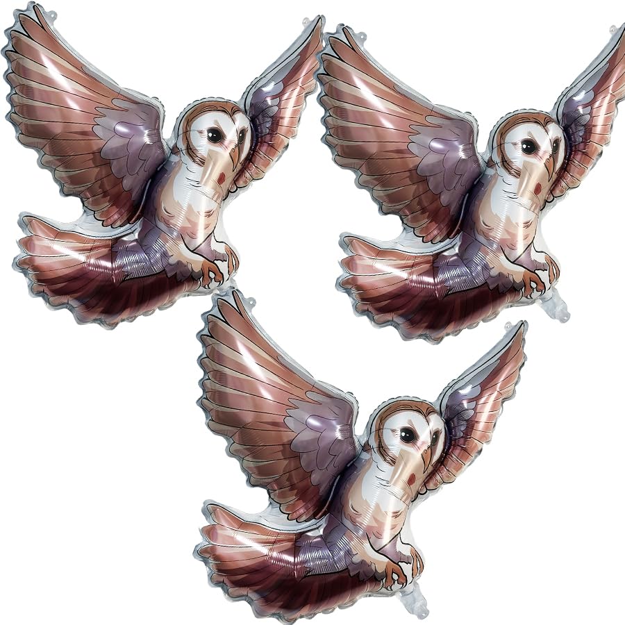 FZR Legend 3 Pack Magical Wizard Owl Balloons, Birthday Party Decorations Balloons, 30 inch Owl Foil Balloons for Kids Magic Theme Halloween Party Decorations Supplies