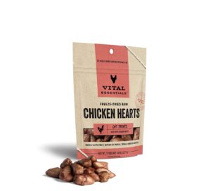 vital essentials freeze dried raw single ingredient cat treats, chicken hearts, 0.8 oz (pack of 6)