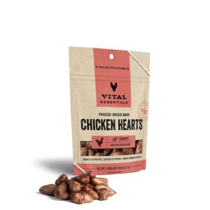 Vital Essentials Freeze Dried Raw Single Ingredient Cat Treats, Chicken Hearts, 0.8 OZ (Pack of 6)