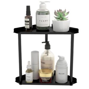 jesginboo 2 tier bathroom counter organizer, vanity organizer corner shelf, skincare, makeup countertop organizers, kitchen, bathroom counter storage, black