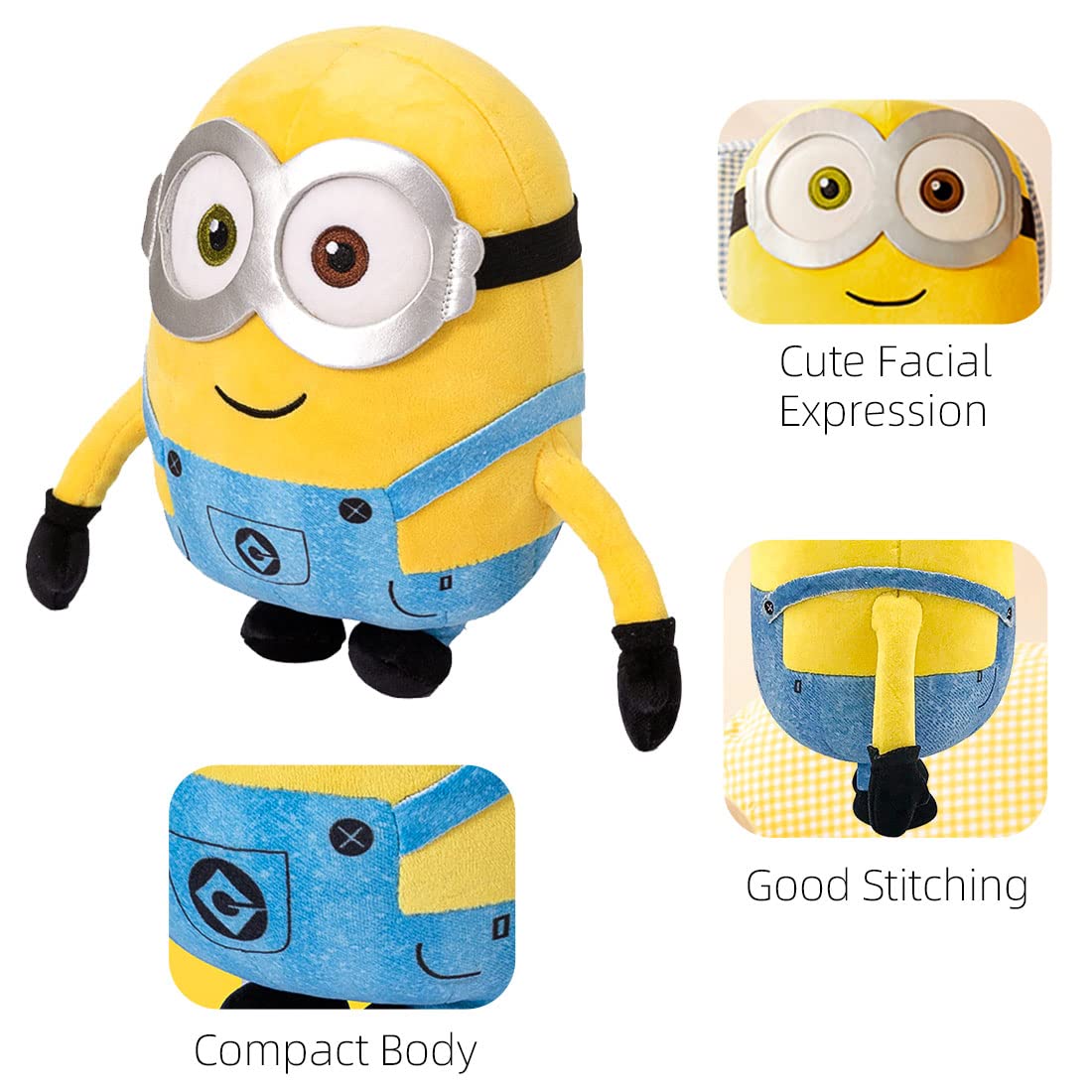 MINISO 8" Minions Stuffed Animals Plush Toys (Bob), Cute Sleeping Bedding Stuffed Animals Kawaii Plushies Pillow for Kids Toddler Toys Boys Girls