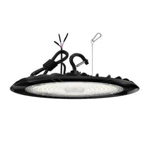 Hylele UFO LED High Bay Shop Light 200W/150W/100W Adjustable 6000K/5000K/4000K Dimmable Commercial Bay Lighting 100-277V Plug&Play, Microwave Motion Sensor with Remote Control