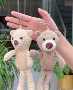 squeaky bear dog toys, durable plush chew cute toy for small or medium breeds, set of 2, bear figures, dog's besties, interactive bear animals, promotes dental health and hygiene (brown and beige)