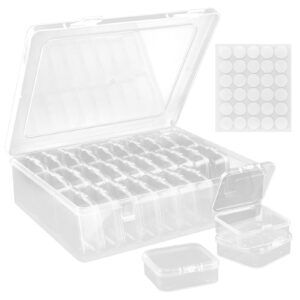 30pcs small bead organizer box clear rectangles bead storage containers with lids plastic craft storage box bead cases mini small parts organizer for jewelry nail screws seeds(color:clear)