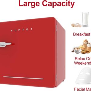 DISHUP 1.6 Cu.Ft Classic Retro Compact Refrigerator, Single Door Mini Fridge with Freezer, Small Drink Chiller with Small Beauty Cosmetics Skin Care Refrigerated for Home,Office,Dorm or Cabin(Red)