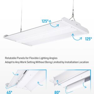 LEONLITE LED Linear High Bay Light 2FT, 220W 29700LM Adjustable Tilt Linear High Bay Shop Light, 135LM/W, 120-277V, 0-10V Dimmable Commercial Hanging Linear Shop Lights for Garage, 5000K Daylight, ETL