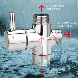 Shower Diverter Valve, T Adapter With Shut Off Valve, 3 Ways Valve For Diverter Bath Toilet Bidet Sprayer Shower Head Metal T Valve Adapter Attachment