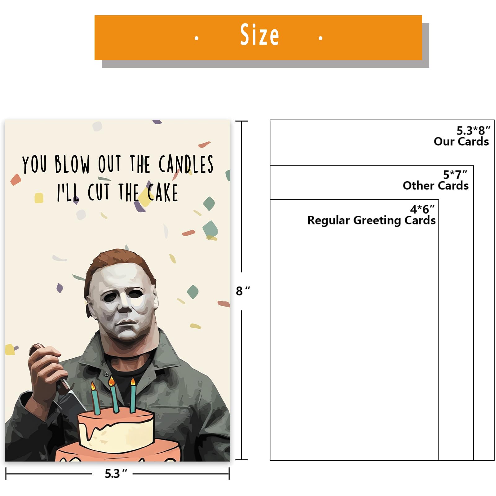 Missonemi Creepy Michael Myers Birthday Card, Funny Horror Movies Killer Bday Greeting Card, Happy Halloween Birthday Gifts Cards, Mike Myers Birthday Decorations, You Blow Out The Candle