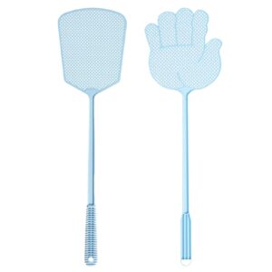 fly swatters, 2 pack manual flyswatter swatter, p-lasticlong handle fly swatters heavy duty, fly catcher i-nsects catcher, fly swatter fly k-iller b-ug swatter for indoor outdoor home farm