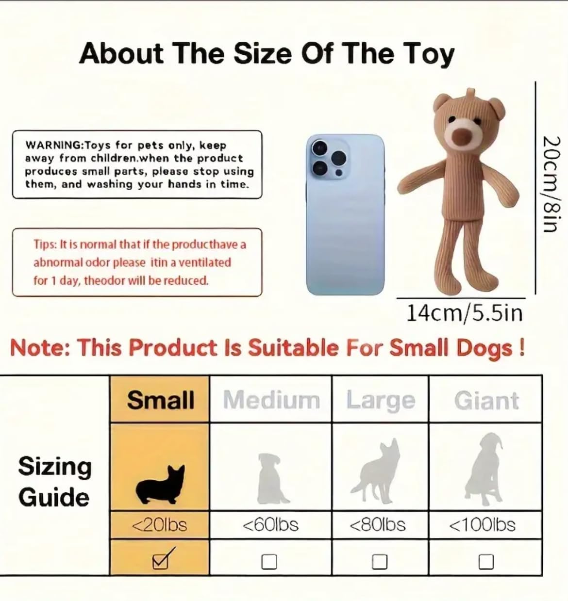 Squeaky Bear Dog Toys, Durable Plush Chew Cute Toy for Small or Medium Breeds, Set of 2, Bear Figures, Dog's Besties, Interactive Bear Animals, Promotes Dental Health and Hygiene (Brown and Beige)