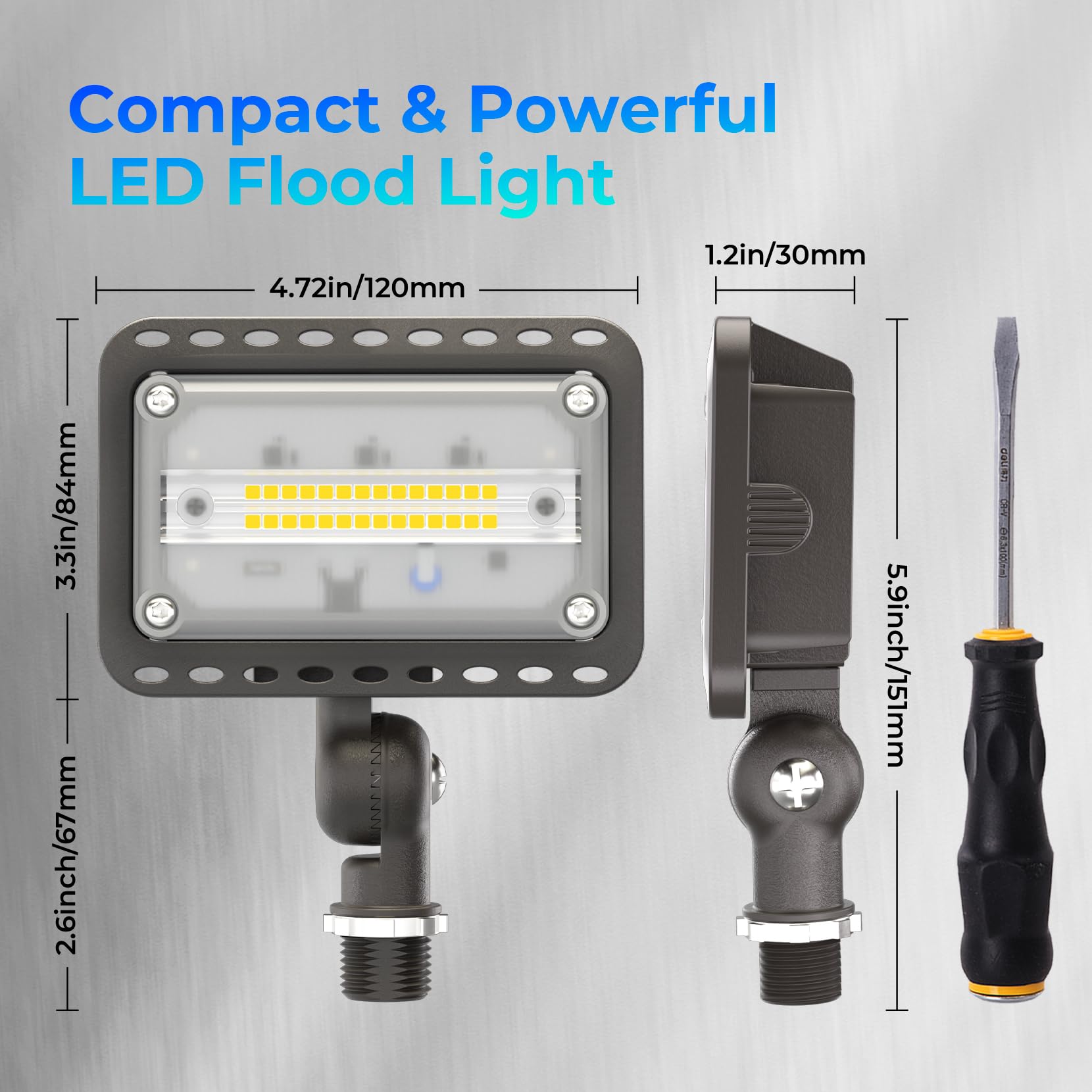 CINOTON 42W LED Barn Light Dusk to Dawn Outdoor Lighting and 20W LED Flood Light Outdoor 5000K Knuckle Mount