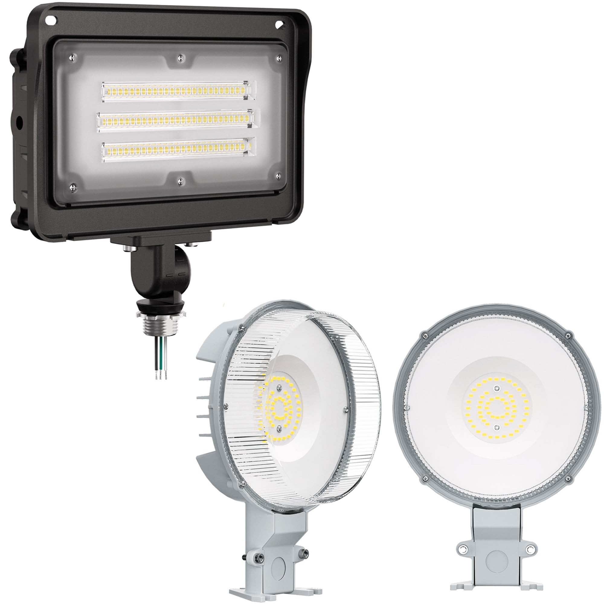 CINOTON 42W LED Barn Light Dusk to Dawn Outdoor Lighting and 50W LED Flood Light Outdoor 5000K Knuckle Mount 1 Pack