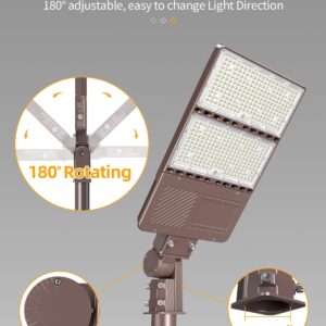 NGT 4 PCS LED Parking Lot Lights 320W 256W 192W, UL DLC Listed LED Shoebox Fixture with Photocell 5000K Adjustable Slip Fitter, Pole Light Outdoor, IP65 Commercial Street Area Lighting, AC100-277V