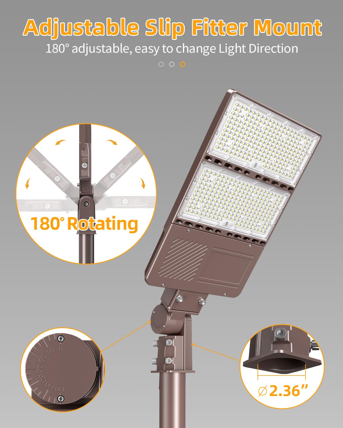 NGT 4 PCS LED Parking Lot Lights 320W 256W 192W, UL DLC Listed LED Shoebox Fixture with Photocell 5000K Adjustable Slip Fitter, Pole Light Outdoor, IP65 Commercial Street Area Lighting, AC100-277V