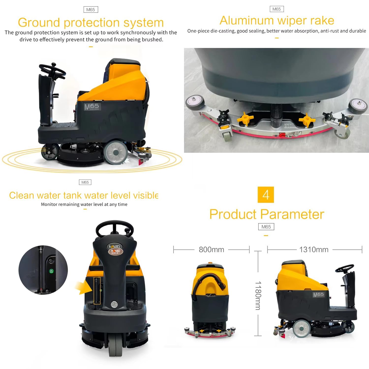 Ride-On Auto Floor Scrubber Machine, 33 inch (850mm) Cleaning Path, Industrial Commercial Floor Scrubber Machine Use, Easy to Use