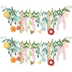 yeaqee 2 pcs flower banner boho floral leaf banner wildflower garland double sided colorful wildflower party decoration wildflower backdrop for birthday wedding baby shower garden indoor outdoor