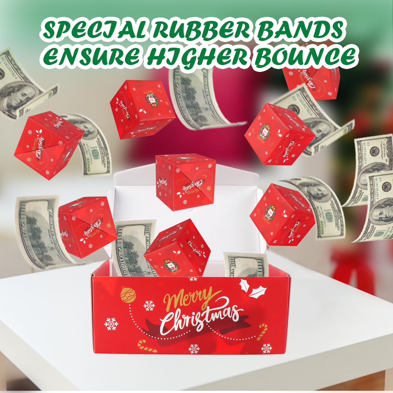 Surprise Gift Box Explosion Money Box, Surprise Gift Box Explosion, Birthday Explosion Box, Surprise Money Box, 12 Bounces Folding Bouncing Surprise Explosion Gift Box for Christmas (red)